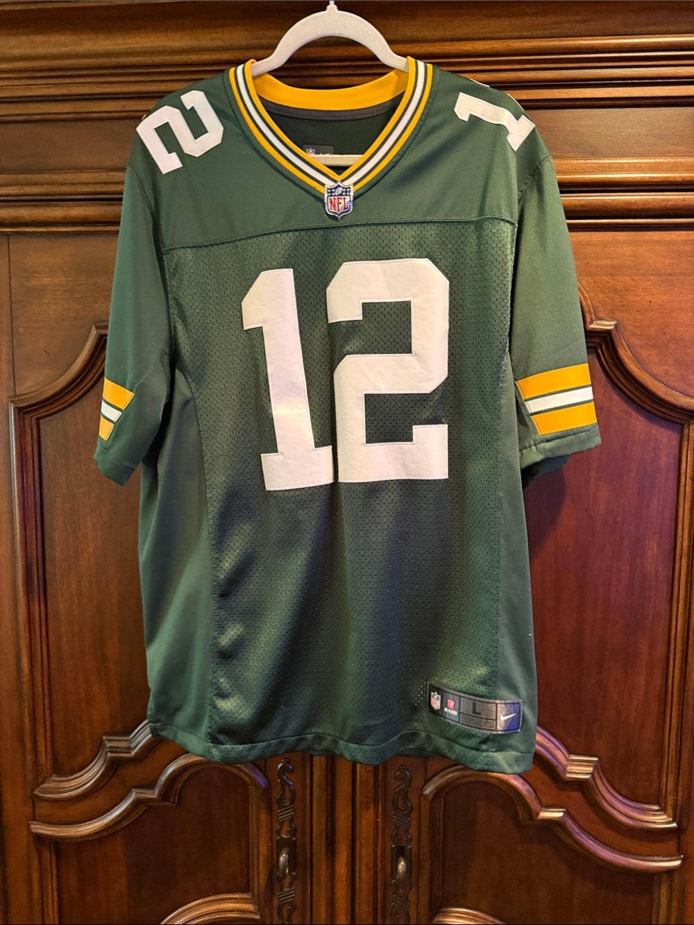 NFL Green Bay Packers #12 Men's Football Jersey with Yellow Trim